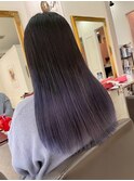 ハイライトカラーラベンダーグラデーションロング