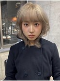 レイヤーカット/ミディアムレイヤー/ブロンドベージュ