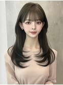 ハイレイヤーグレージュラベンダーカラーミディアムヘア内巻き☆