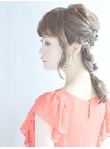 波ウェーブ編み込みがかわいい♪ダウンスタイル