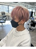 ツーブロックマッシュ_ペールピンク
