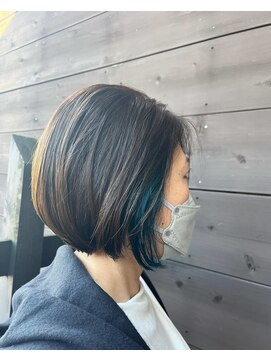 リンク 本店(RINK) アゴラインボブ ターコイズ/大人かわいい/クール