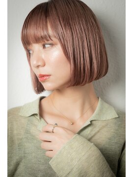 カバーヘア ブリス 川口(COVER HAIR bliss) 艶感ピンクベージュ美髪切りっぱなし小顔ボブv川口20代30代40代
