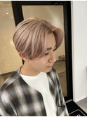 センターパート ハイトーンカラー ミルクティーベージュ