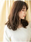 マロンベージュ韓国風巻き毛先パーマくびれヘアY越谷30代40代