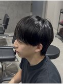 メンズシースルーラウンドマッシュウルフツーブロック刈り上げ
