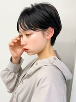 30代40代50代ボブショート/耳かけ/小顔ショート/黒髪/長め前髪