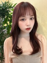 トローノ 栄(TRONO) 20代30代 韓国風巻き オン眉バング チェリーレッド ピンク