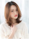 外国人風ハイライト外ハネくびれロブヘアa古河20代30代40代