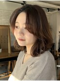 簡単スタイリング抜け感あり前髪なし大人可愛いひし形くびれボブ