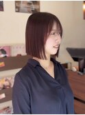 切りっぱなしボブ/ピンクブラウン