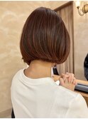 ★オレンジブラウンブリーチなしフレンチボブ/ミニボブ/銀座20代