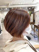 リシェ(reche) 丸みショートボブ×オレンジベージュハイライト