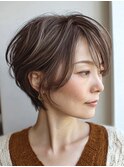 白髪ぼかし脱白髪染め似合わせショートボブ40代50代60代