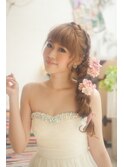 二次会☆ガーリーなサイド編みおろしスタイル