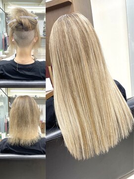 ディア(.eer) 刈り上げにもなじむ◎シールエクステ×ミルクティーベージュ