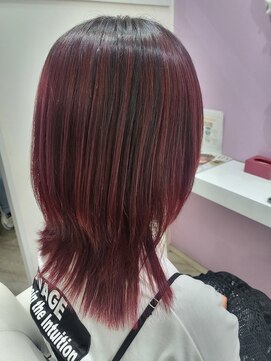 メルシー(Merci) 【Merci】レッド×ダークグレー☆バレイヤージュ風