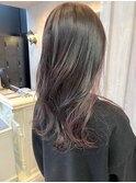 福山人気インナーカラー透明感ダークグレージュピンクラベンダー