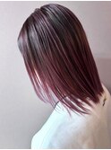 ハイライト　ラベンダーピンク　グラデーションカラー　ツヤ髪
