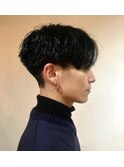 センターパートメンズマッシュパーマニュアンスパーマ刈り上げ