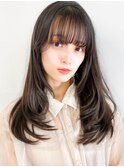 ロングヘア韓国ヘアレイヤーカット小顔カットバング