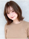 サイドバング美髪愛され前髪ハイライトカラー艶感うる艶髪