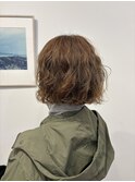 30代40代50代プードルボブ前髪ありオーガニックパーマ
