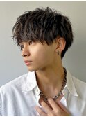 スマートマッシュ大人ヘアツーブロック刈り上げシャドウパーマ