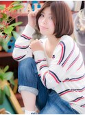 大人かわいいセンターパートふんわりグラボブc4戸頭20代30代40代