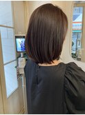ナチュラルな艶感オリーブベージュミディ30代40代梅ヶ丘美容室