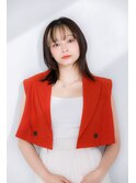 前髪インナーカラー×ナチュラル外はね