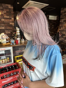 レオクマ(REOKUMA) ホワイトピンク/裾カラー/ハイトーン/ブリーチカラー