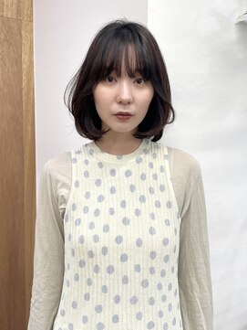 ノウハウ タニマチ(KNOWHOW tanimachi) ボブ／顔周りレイヤー/暗髪/ナチュラルカール