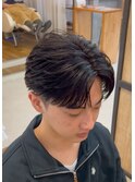 大分メンズ刈り上げショートマッシュフェザーパーマ
