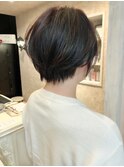 福山人気ショートヘア骨格補正20代30代小顔赤みダークブラウン