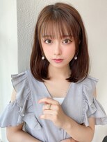 20代30代40代大人かわいい小顔ボブ ひし形シルエット グレージュ