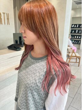 アース コアフュールボーテ 富山婦中店(EARTH coiffure beaute) ピンクミルクティー_インナーカラー_ケアブリーチ