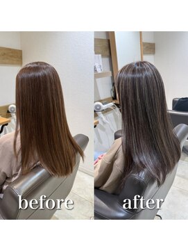 ミラバイケンジ 藤沢(Mira by KENJE) 白髪ぼかしハイライトカラー30代40代50代ブルーグレージュ