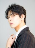 ビジネスメンズショートリクルート七三かき上げヘアツーブロック