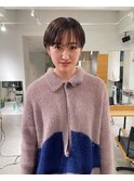 丸みショート×ブラウンカラー