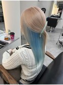 インナーカラー*水色*ベージュカラー*ブリーチ*10代20代30代
