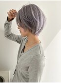色落ちシルバーのくすみラベンダー ショートヘア