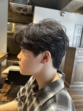 メンズココ 日本橋店(MENS COCO) ブルーブラックニュアンスパーマセンターパート