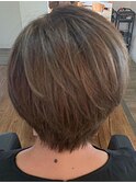 20代30代40代前下がりストレート小顔補正立体カット