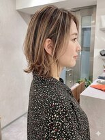 ピークス 千葉店(Peaks) ミルクティーベージュ/レイヤーボブ/韓国巻き/顔周りカット