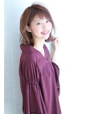 ことりベージュ毛先パーマ大人かわいい小顔フレンチボブ大人ボブ