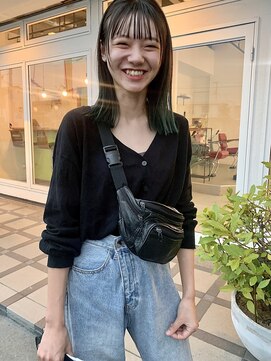 ソーイ(sowi) ぱつっとボブヘア×グリーンカラー【Insta@sowi_abe】