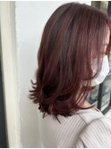外ハネミディ× ピンクブラウン◎30代40代50代