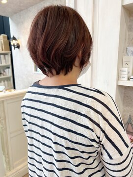 キャアリー(Caary) 福山市美容室Caary人気 秋カラー赤みチェリーカラーショートボブ