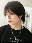 斜めバングポイント！無造作セクシー黒髪ボブウルフh札幌月寒